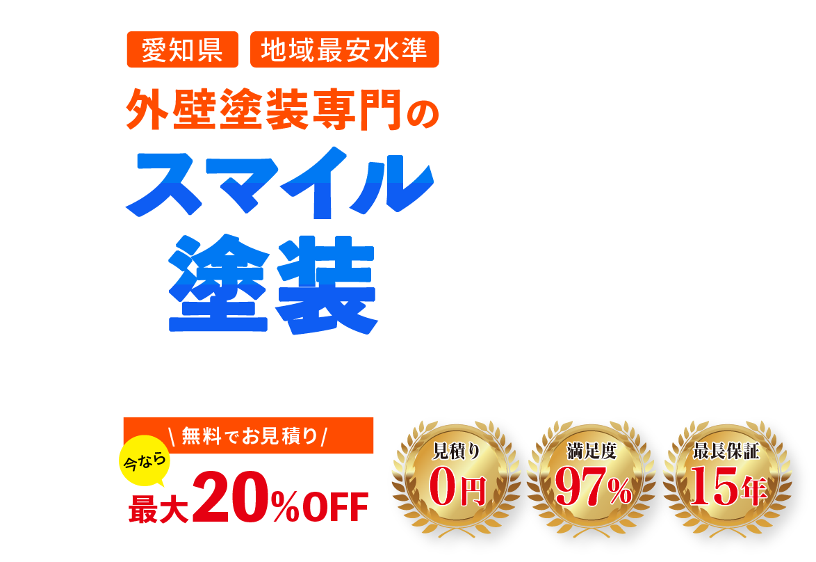 愛知県　地域最安水準　外壁塗装のスマイル塗装今なら最大20%OFF